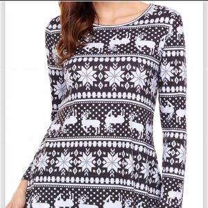 Fashion Black and White Tunic Snowflake Dress